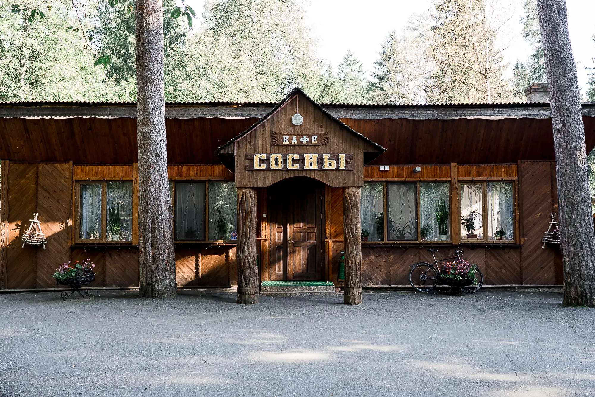 Свежий воздух и аромат хвои на открытой веранде кафе «Сосны»